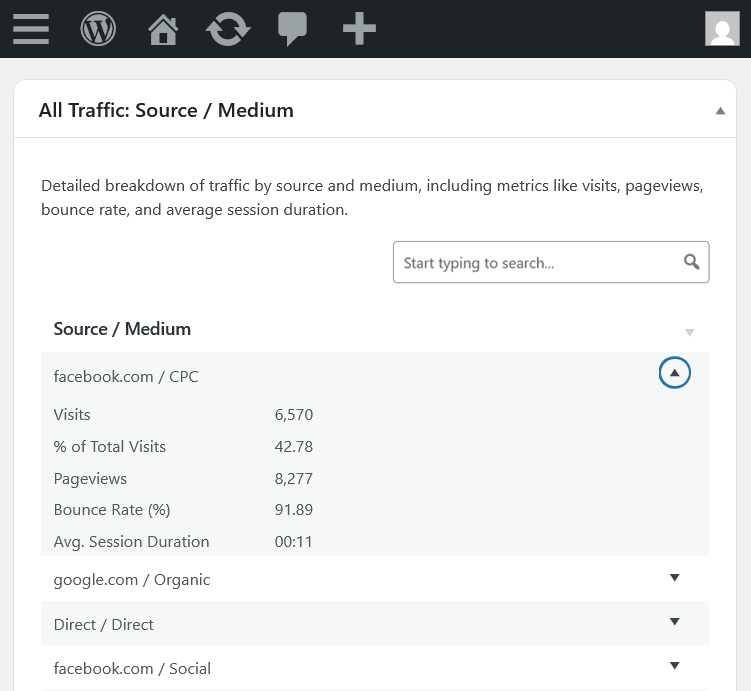 All traffic report, mobile view
