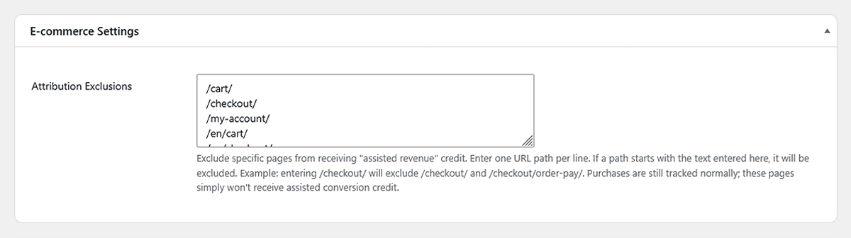 E-commerce settings