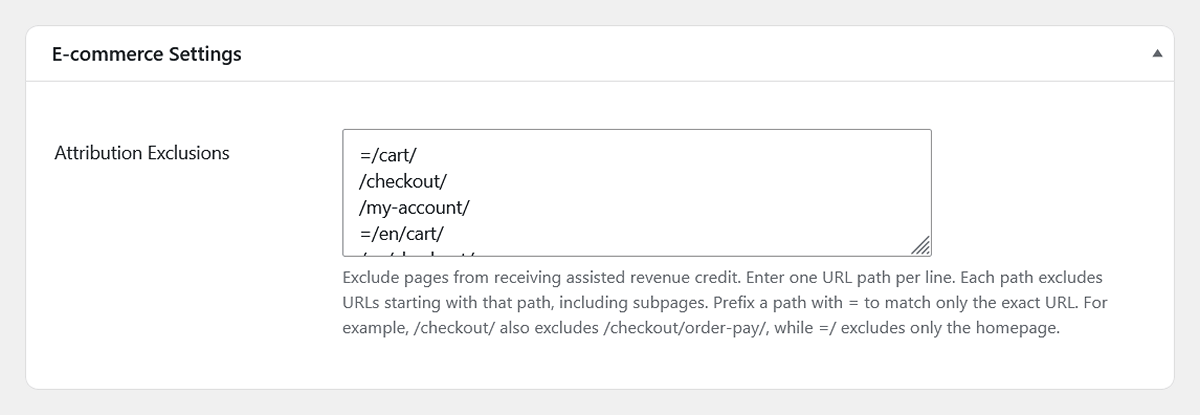 E-commerce settings