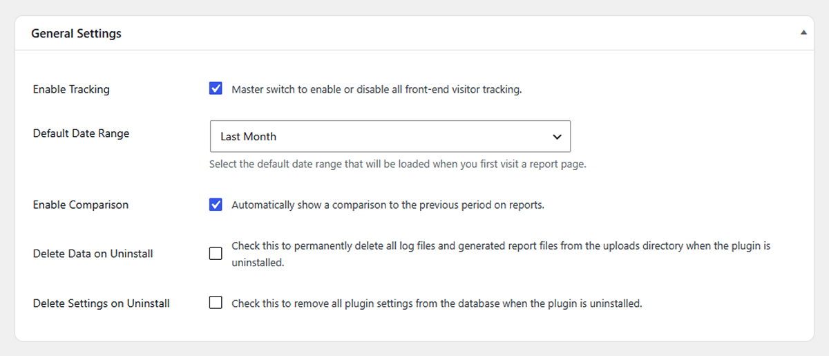 WP Insights Pro settings, general settings section.