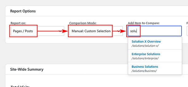 WordPress analytics trends, page search