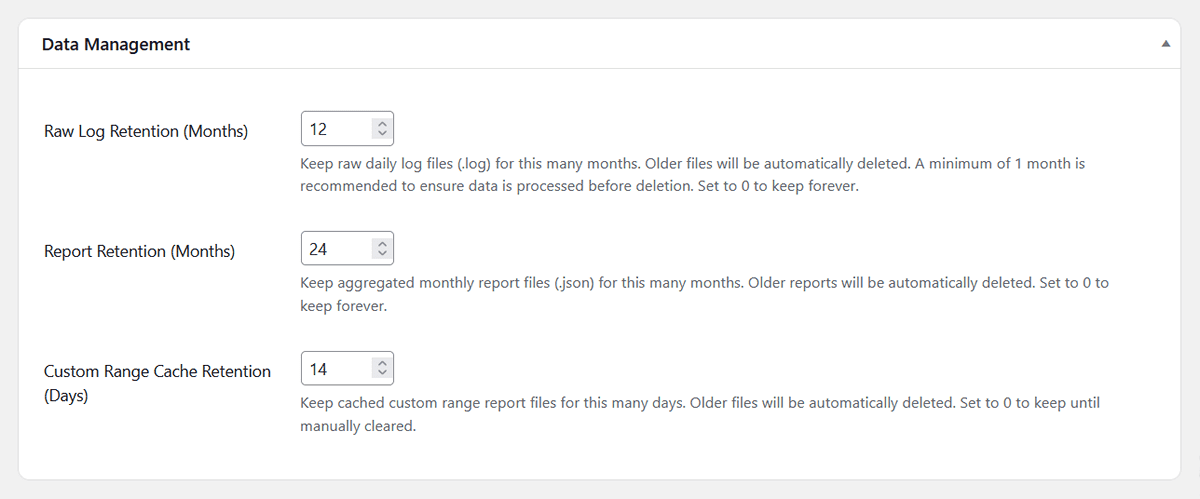 Settings data management