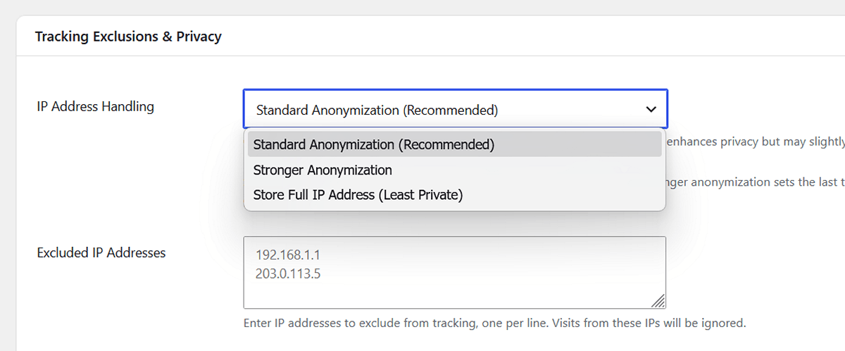 Settings ip address handling
